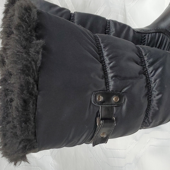 Black Calf length Wedge Heel faux fur lined Winter Boots Size 5 (6) - Picture 4 of 9